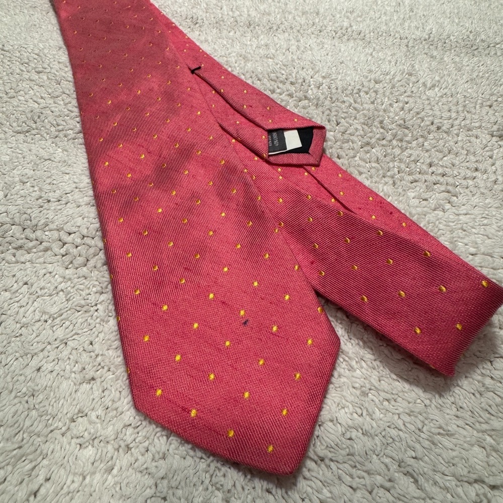 Bonobos Tie Red Orange Micro Polkadot‎ Silk Linen Blend Narrow Thin Preppy Knit